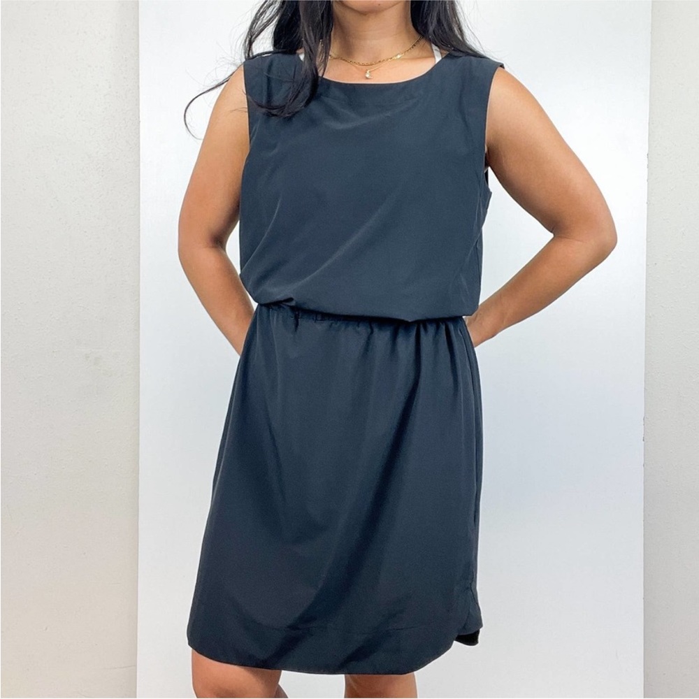 Athleta Size 6 Astra Elastic Waist Mini Dress Stretch Dark Gray